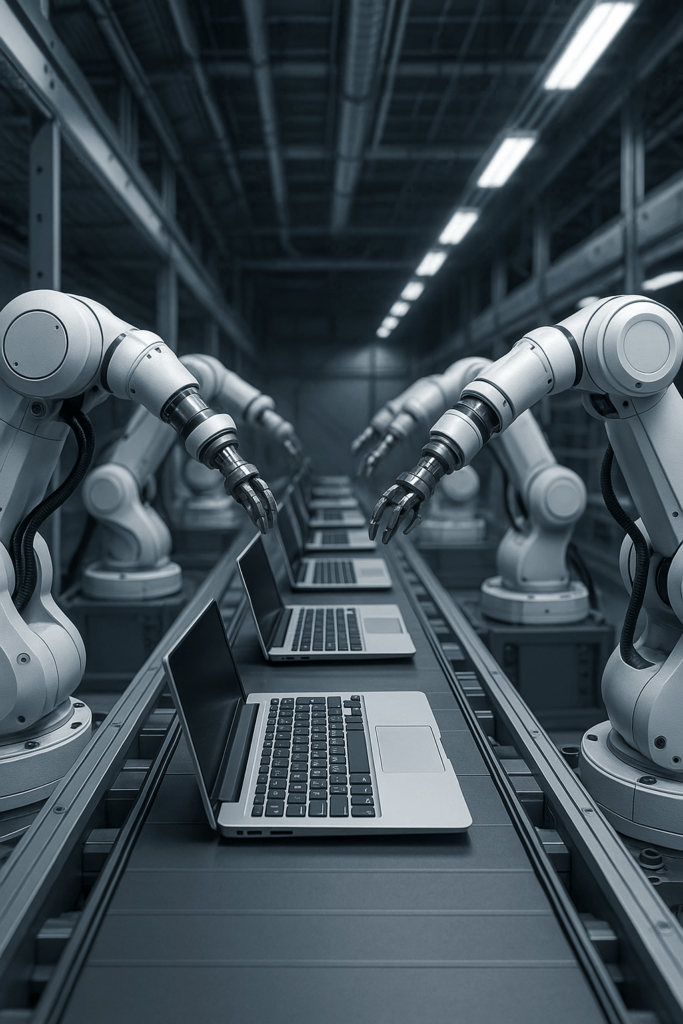 Robotic assembly lines use sensors and microelectronics that depend on stable electrical conditions. Anti-static finishes help protect: calibration.